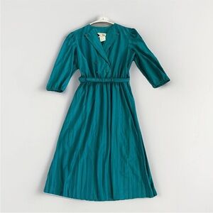 Vintage Sears Teal Long Sleeve Dress Size 12P USA